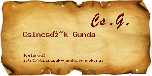 Csincsák Gunda névjegykártya